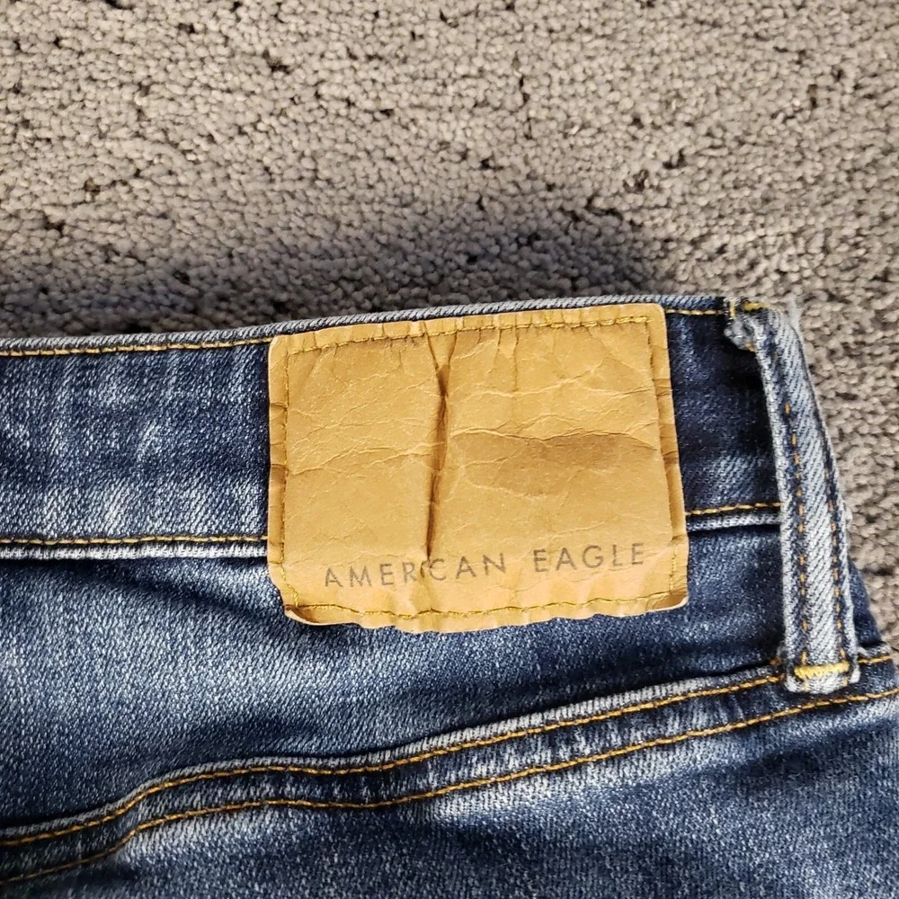 American Eagle Jeans Mens 28x30 Blue Slim Stretch Whisker Honeycomb Stretch